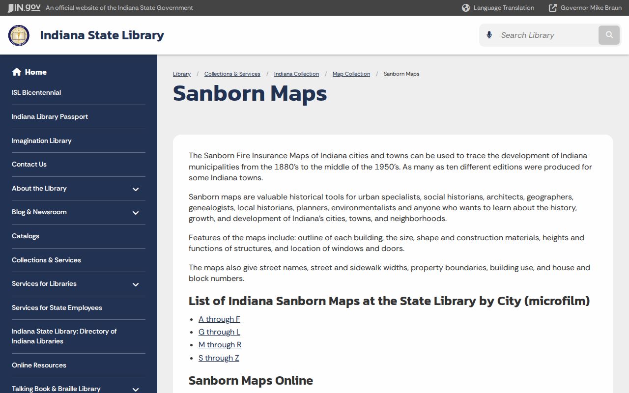 Indiana previous residents research using Sanborn building maps